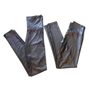Set of 2 Black Faux Leather Leggings